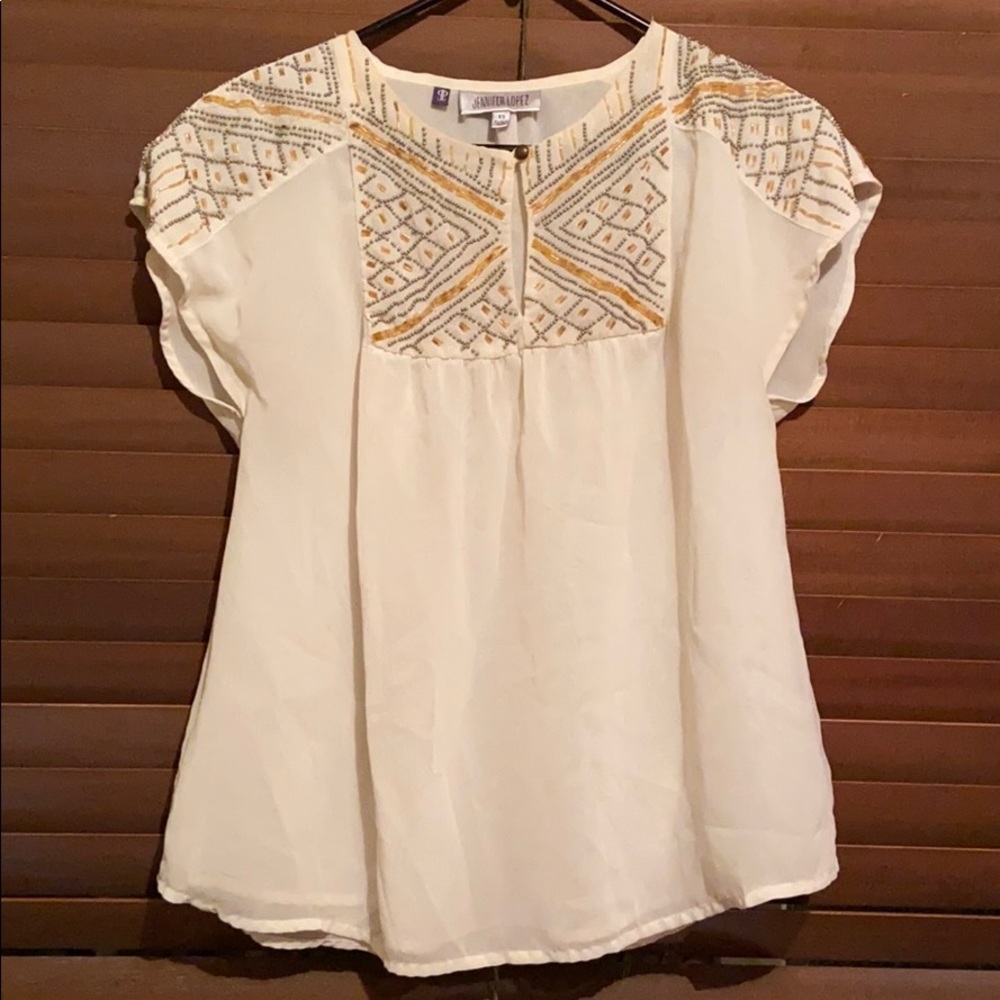 Jennifer Lopez Beaded  Blouse Top